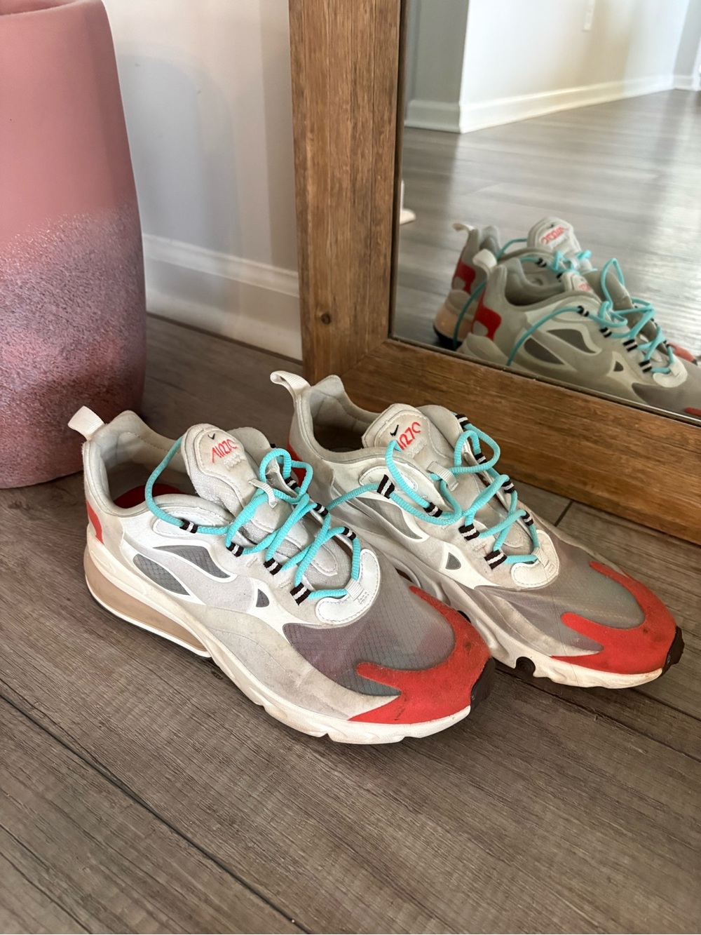 Nike Air Max 270 React (Mid-Century) Teal and Coral